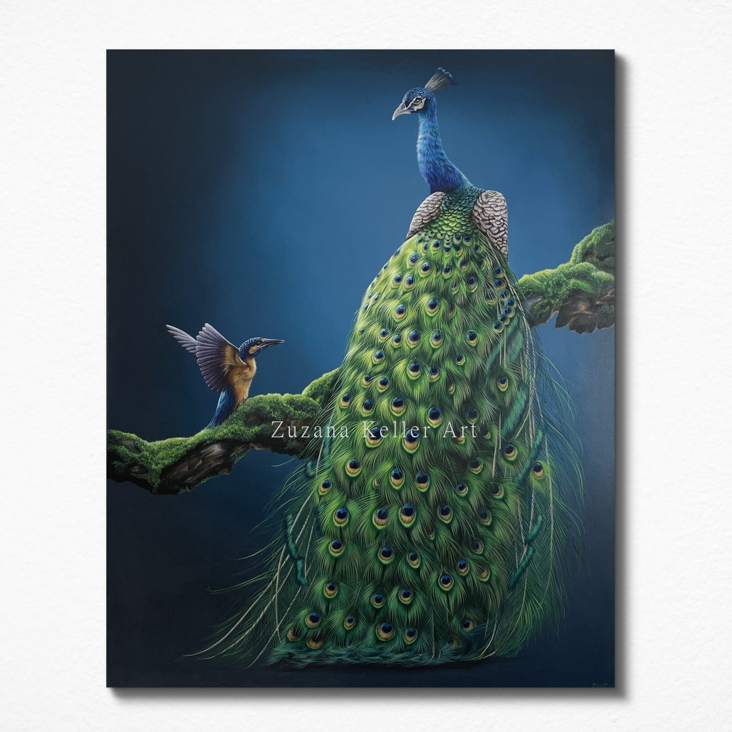 DieUnterschiede_Pfau_Eisvogel_Ast_Wandbild